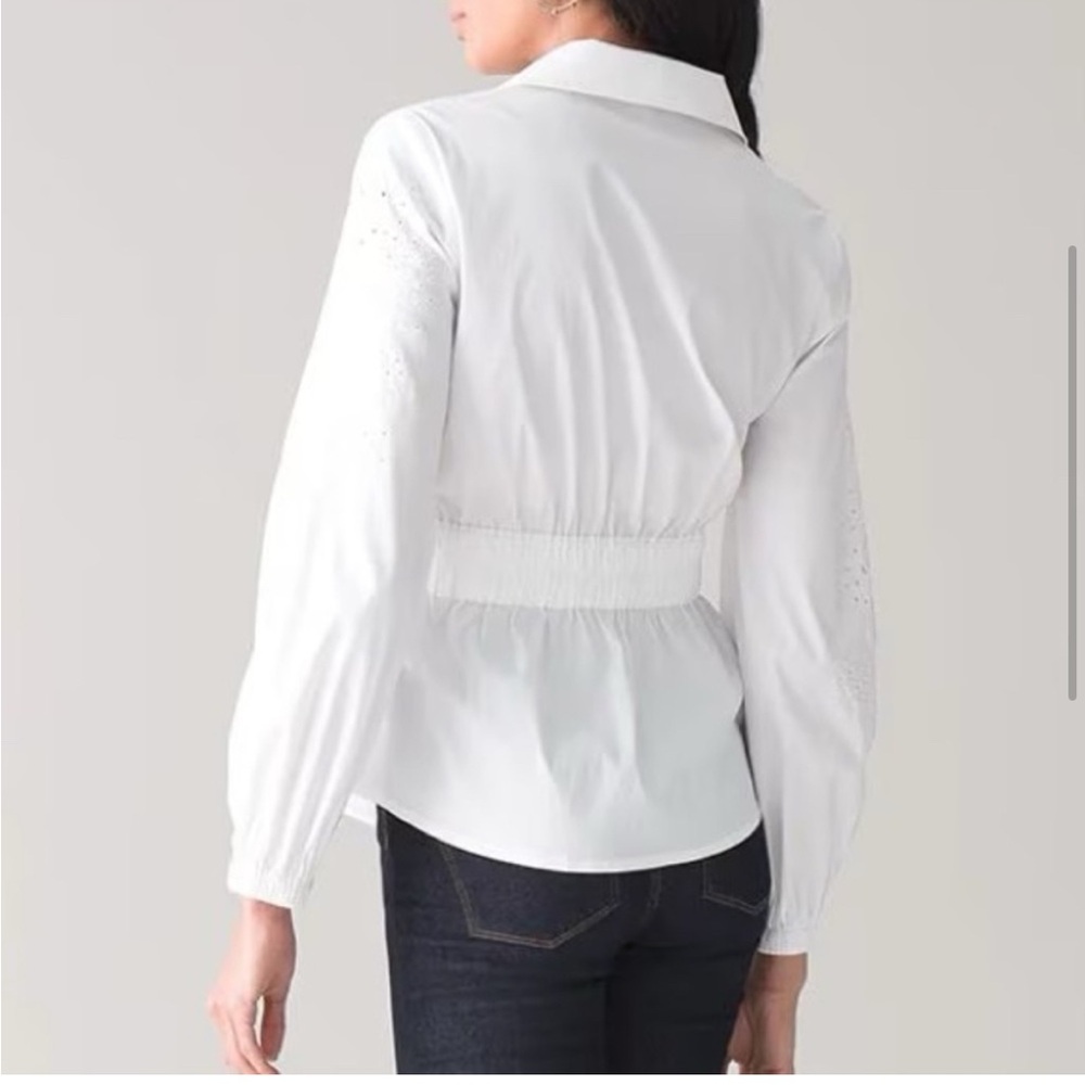 White House Black Market Tie-Waist Embroidered Poplin Shirt Size L - Picture 3 of 13